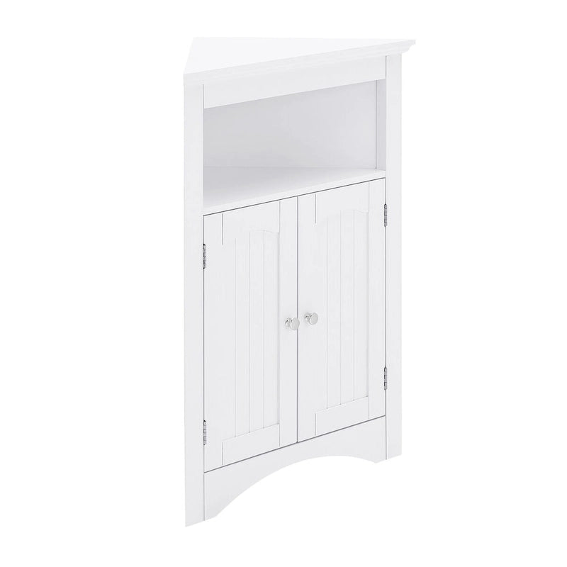 Meuble de rangement d’angle autoportant avec portes et étagères