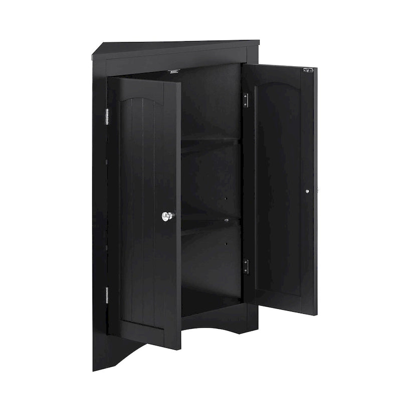Meuble de rangement d’angle autoportant avec portes et étagères
