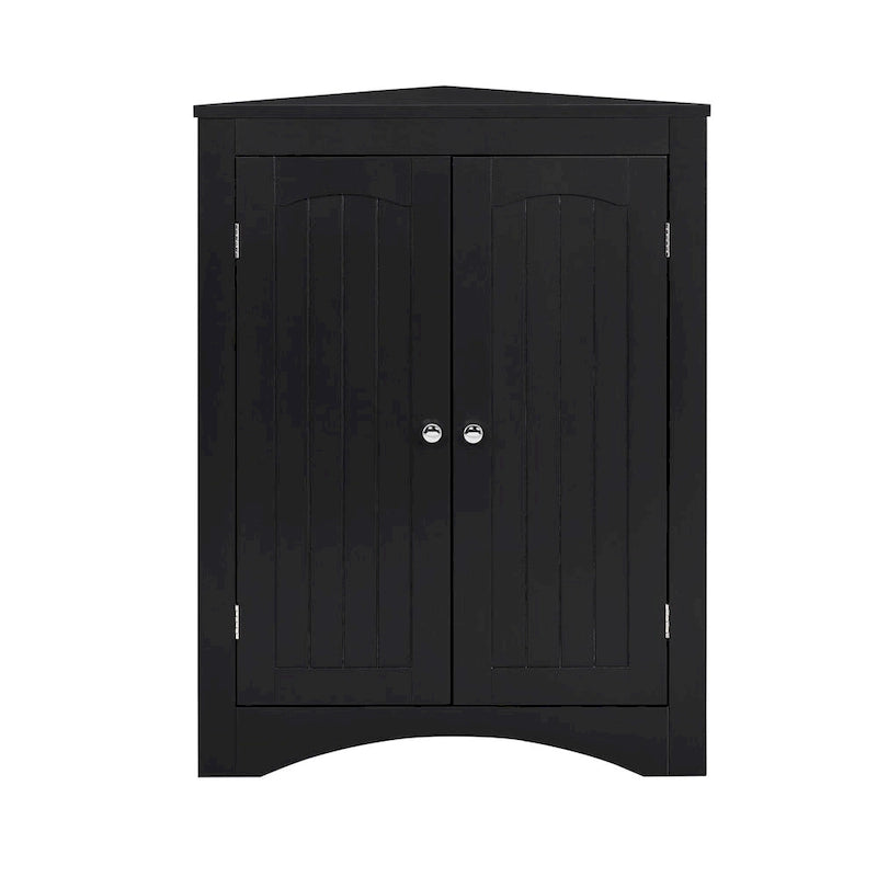 Meuble de rangement d’angle autoportant avec portes et étagères