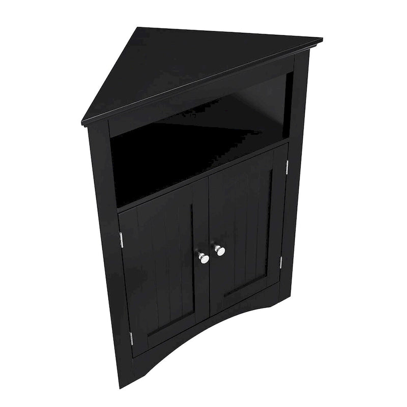 Meuble de rangement d’angle autoportant avec portes et étagères