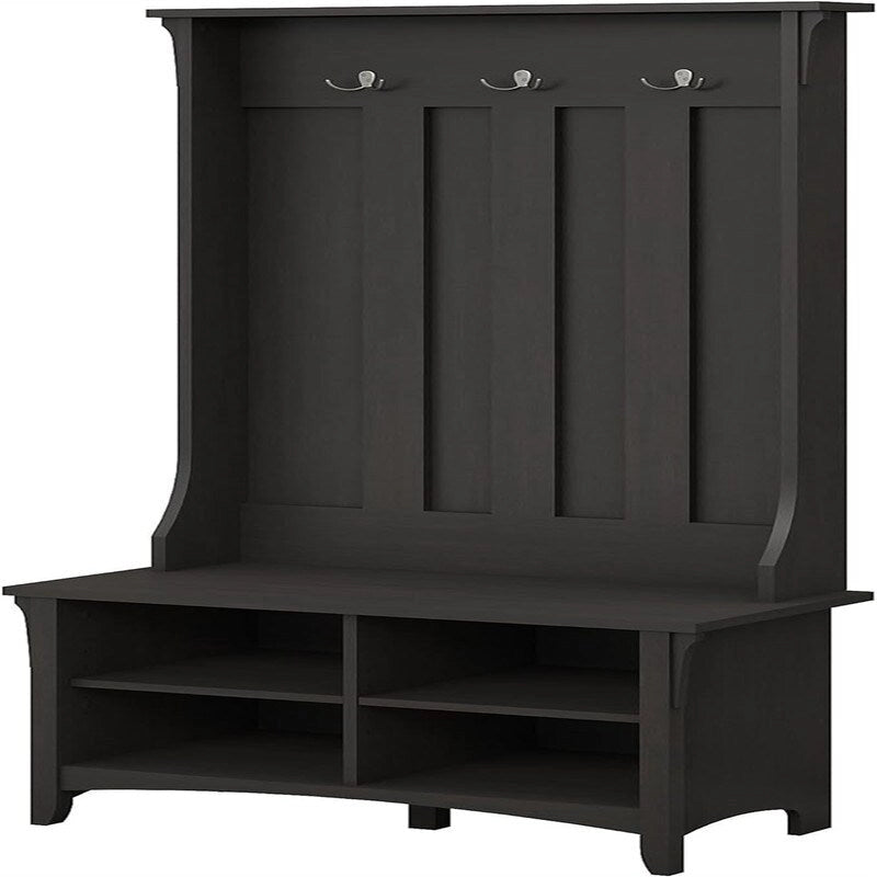 Garderobenbank im Mission-Stil mit Schuhbank und Kleiderhaken, 15.75T x 31.73B x 68.11H