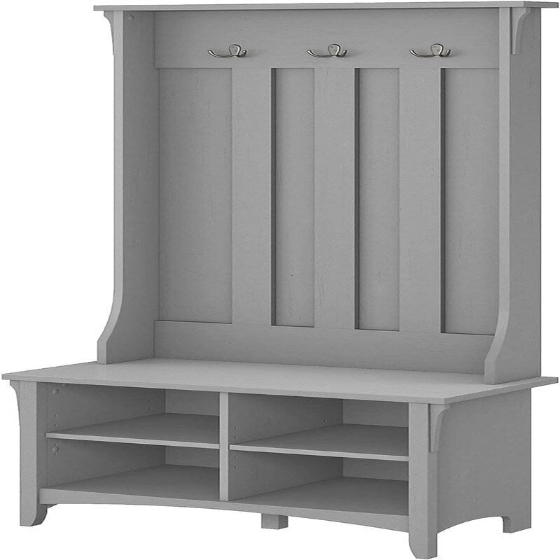 Garderobenbank im Mission-Stil mit Schuhbank und Kleiderhaken, 15.75T x 31.73B x 68.11H
