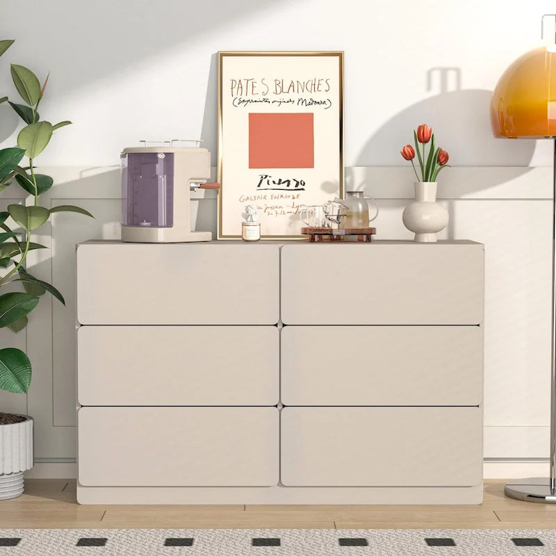 Six-Drawer Dresser Storage Cabinet, Buffet Console Table