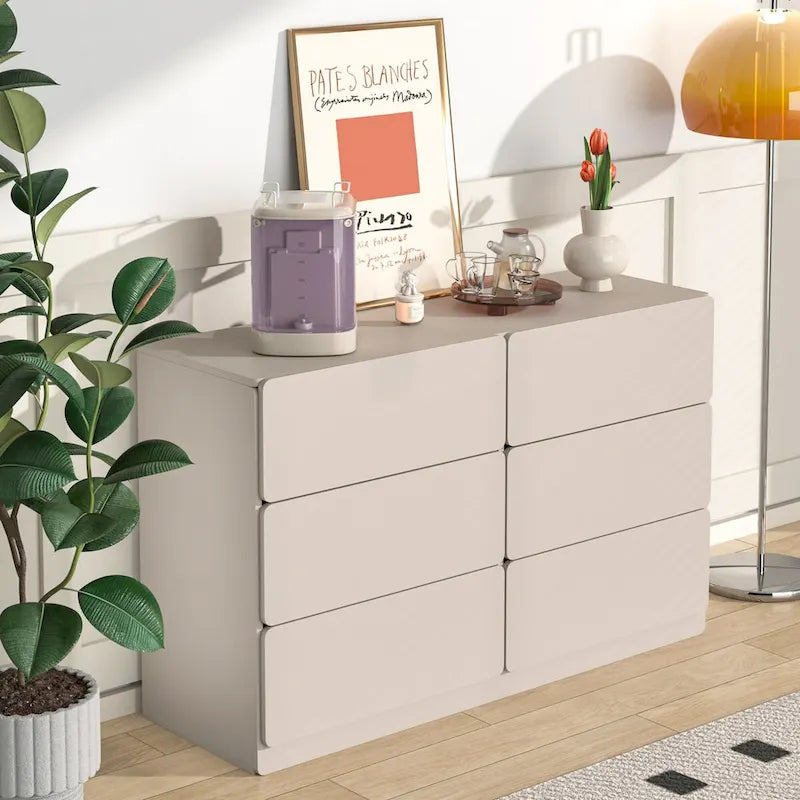 Six-Drawer Dresser Storage Cabinet, Buffet Console Table