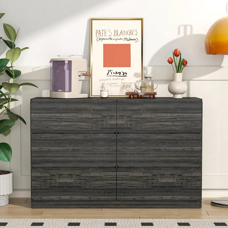 Six-Drawer Dresser Storage Cabinet, Buffet Console Table