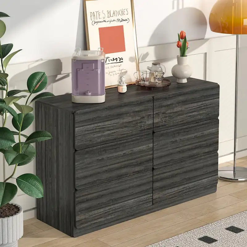 Six-Drawer Dresser Storage Cabinet, Buffet Console Table