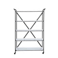 5-Tier 66H Tray-Style Enameled Metal Shelving Unit with Locking Caster Wheels