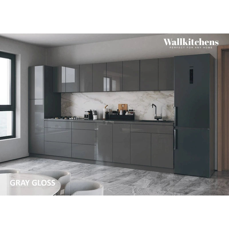 Panneau d’extrémité mural gris pour meuble avec chant, 12 x 30