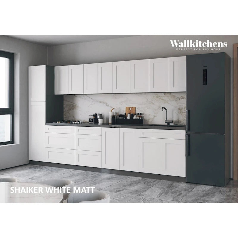 Panneau d’extrémité mural gris pour meuble avec chant, 12 x 30
