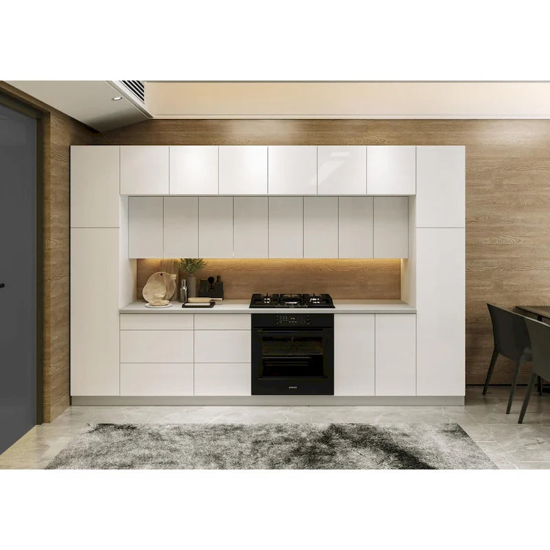 Panneau d’extrémité mural gris pour meuble avec chant, 12 x 30