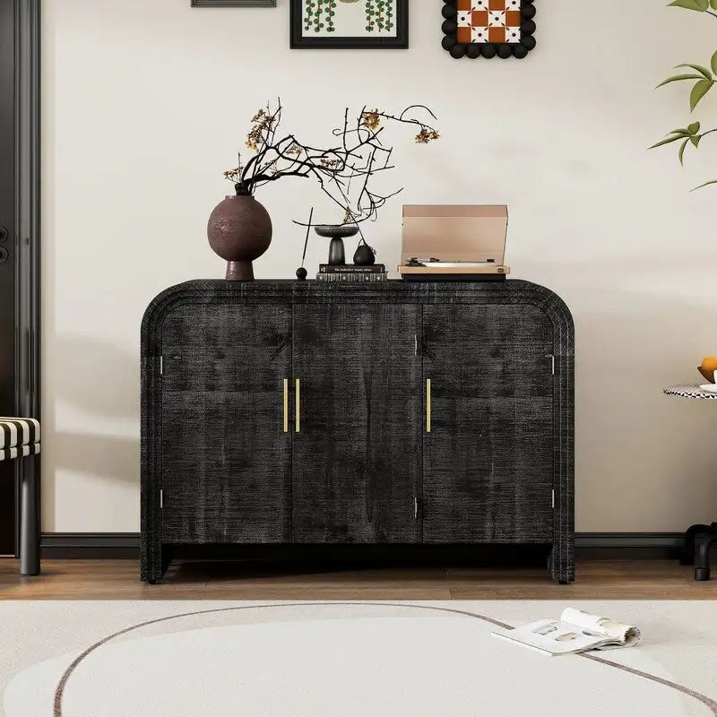 47.2W Retro Minimalist Sideboard with Gold Handles and Adjustable Shelves