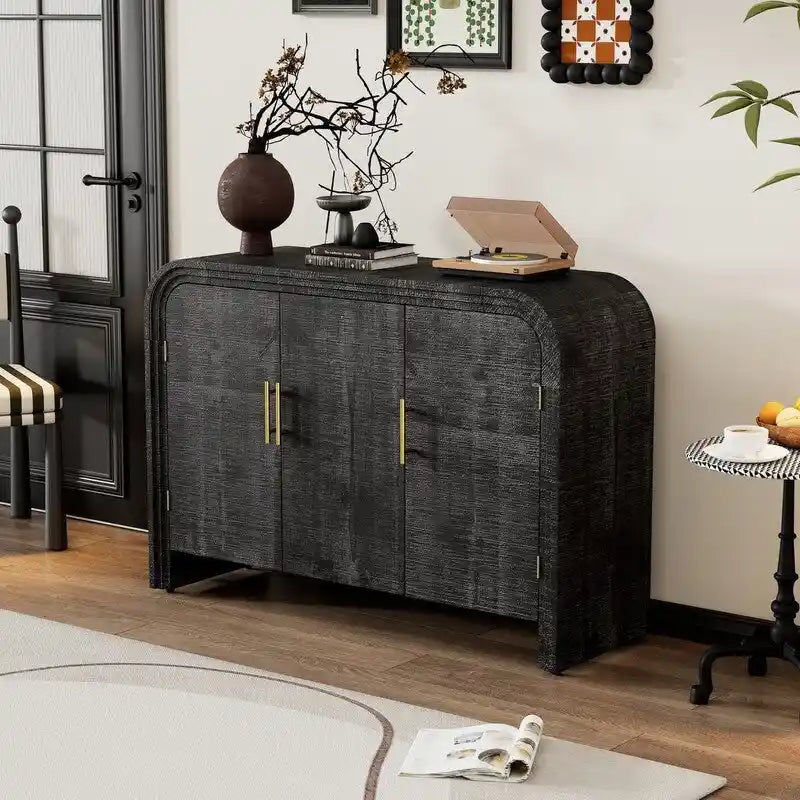 47.2W Retro Minimalist Sideboard with Gold Handles and Adjustable Shelves