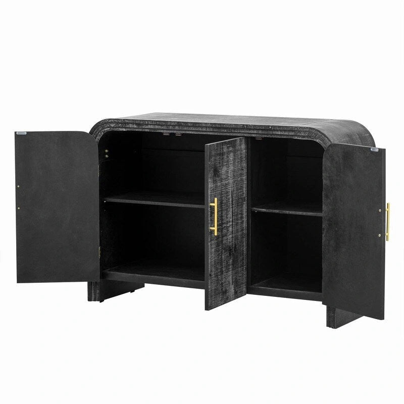 47.2W Retro Minimalist Sideboard with Gold Handles and Adjustable Shelves
