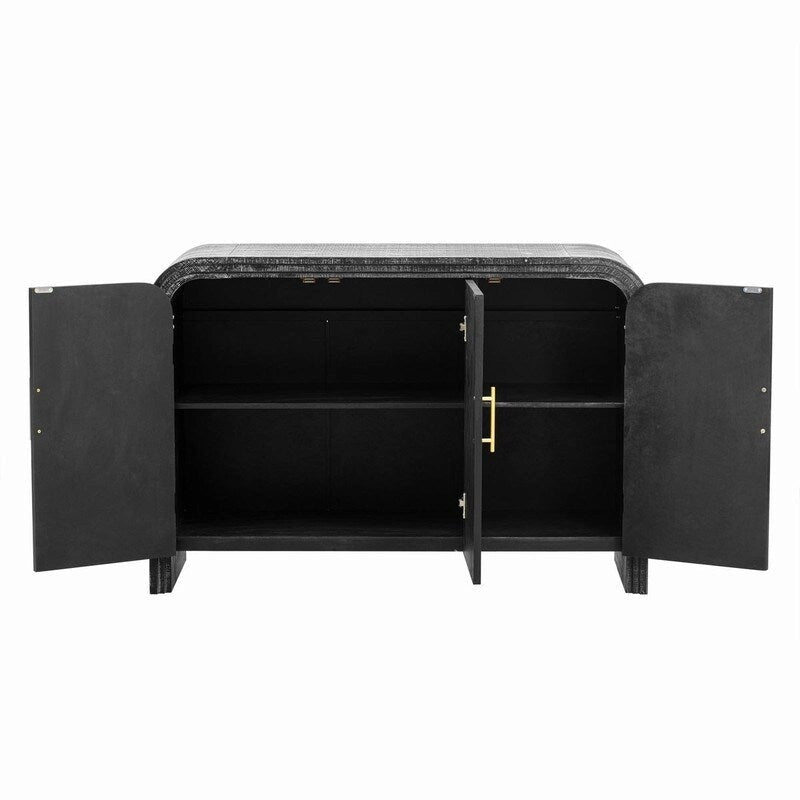 47.2W Retro Minimalist Sideboard with Gold Handles and Adjustable Shelves