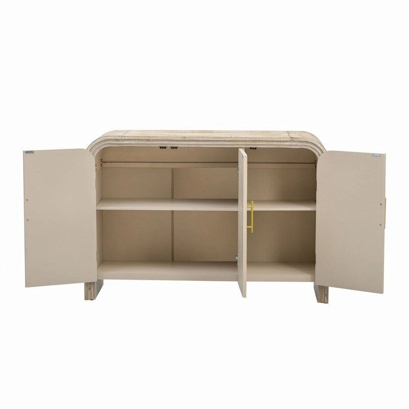 47.2W Retro Minimalist Sideboard with Gold Handles and Adjustable Shelves
