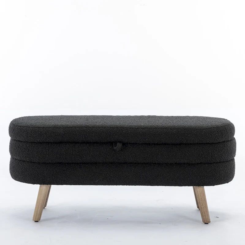 Upholstered Bedroom Storage Bench with Wood Legs