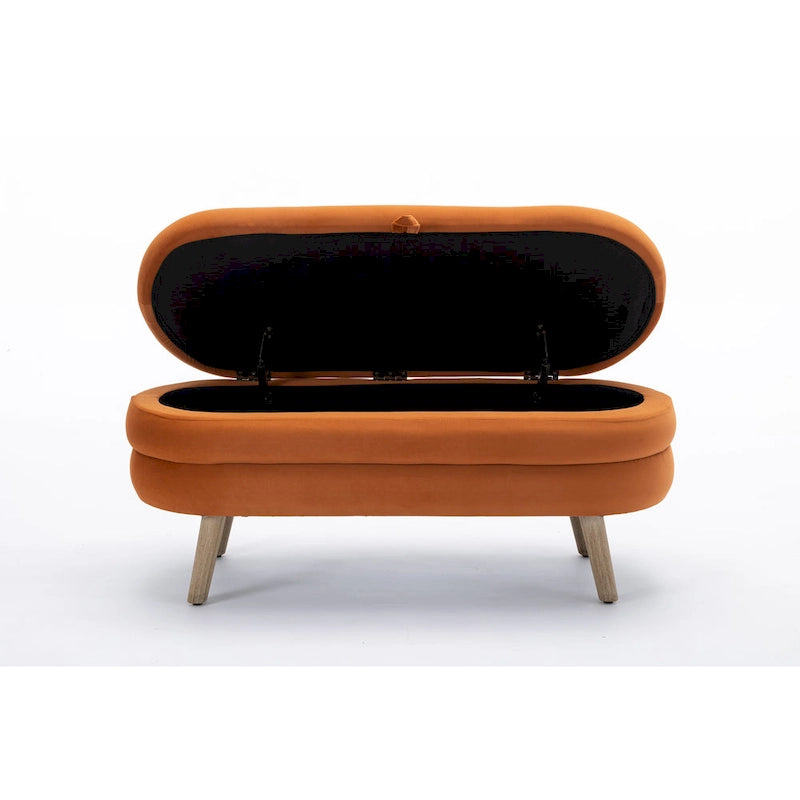 Upholstered Bedroom Storage Bench with Wood Legs
