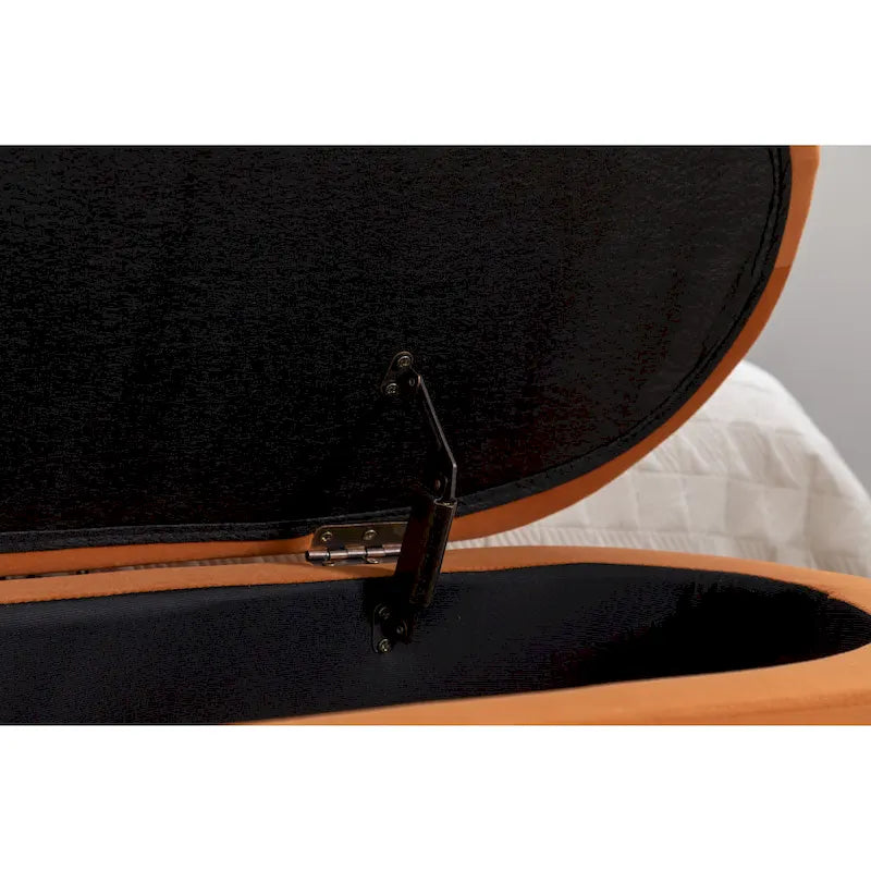Upholstered Bedroom Storage Bench with Wood Legs
