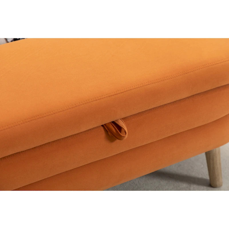 Upholstered Bedroom Storage Bench with Wood Legs