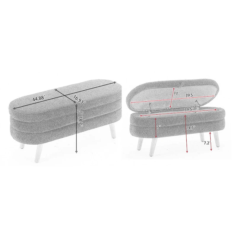 Upholstered Bedroom Storage Bench with Wood Legs