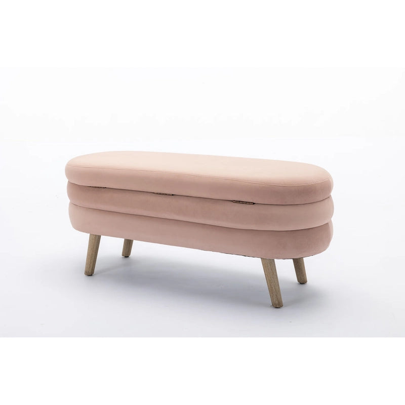 Upholstered Bedroom Storage Bench with Wood Legs
