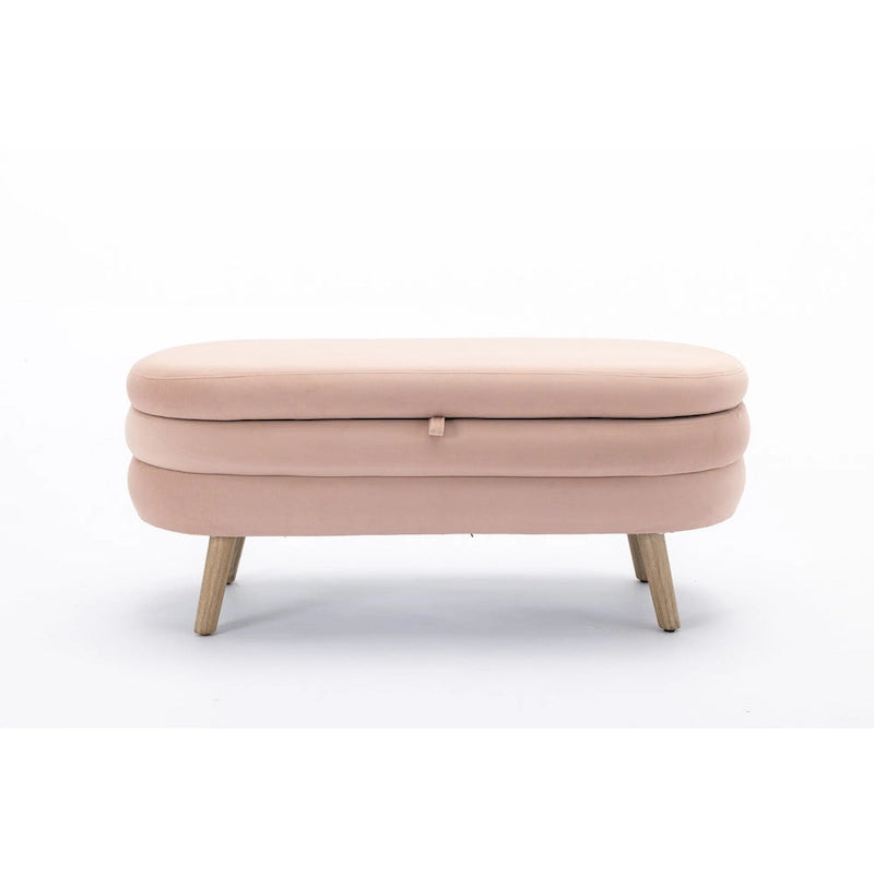 Upholstered Bedroom Storage Bench with Wood Legs