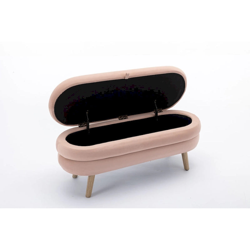 Upholstered Bedroom Storage Bench with Wood Legs