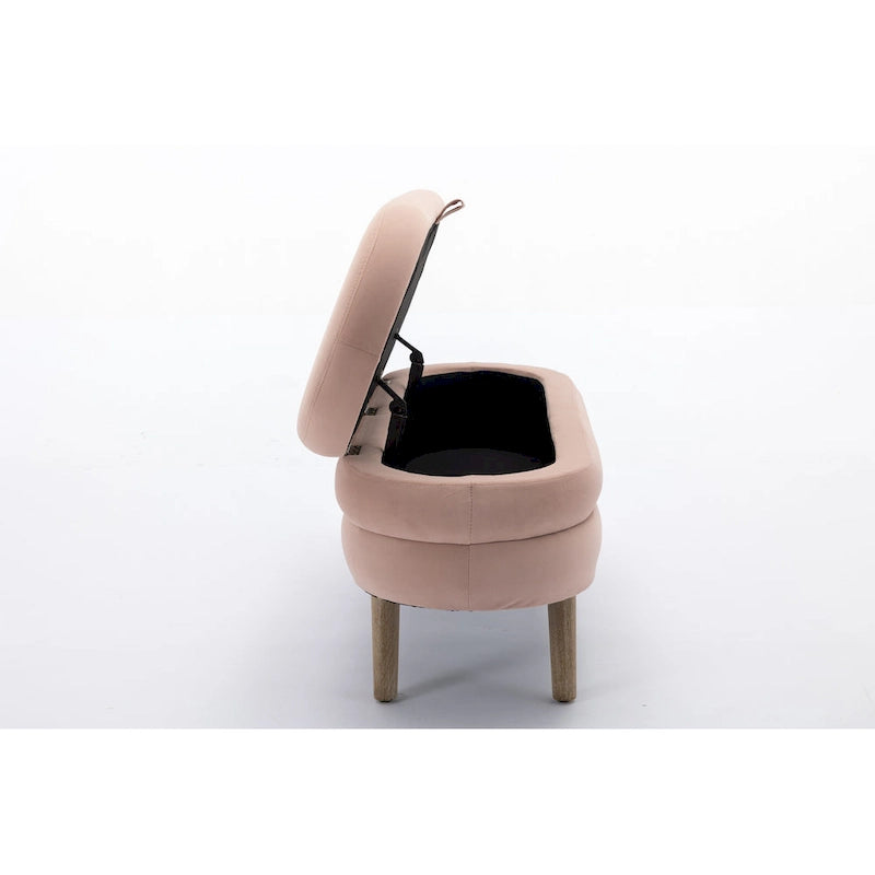 Upholstered Bedroom Storage Bench with Wood Legs