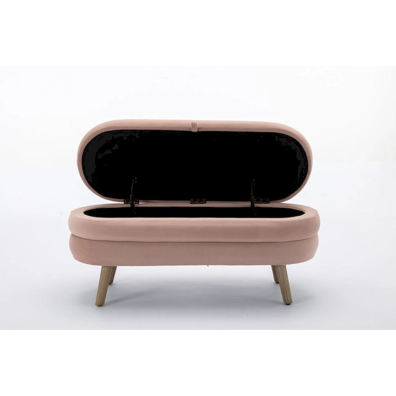 Upholstered Bedroom Storage Bench with Wood Legs