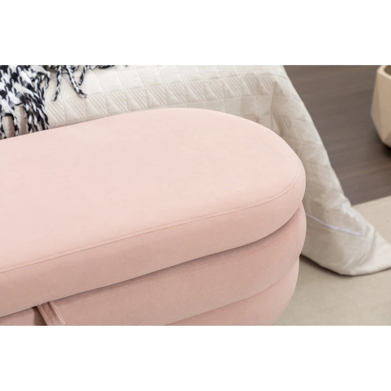 Upholstered Bedroom Storage Bench with Wood Legs