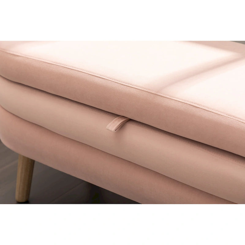 Upholstered Bedroom Storage Bench with Wood Legs
