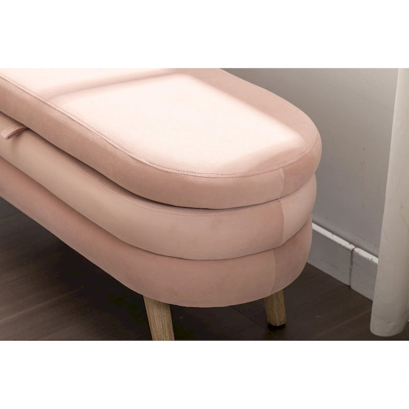 Upholstered Bedroom Storage Bench with Wood Legs