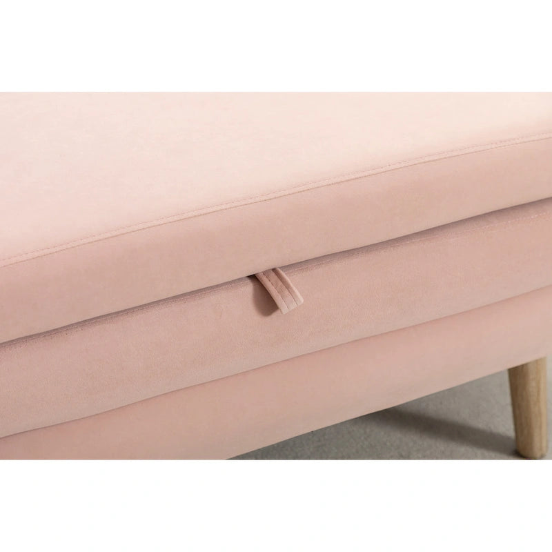 Upholstered Bedroom Storage Bench with Wood Legs
