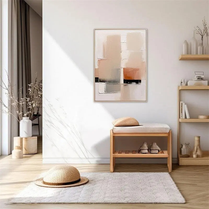 Upholstered Wood Entryway Shoe Storage Bench
