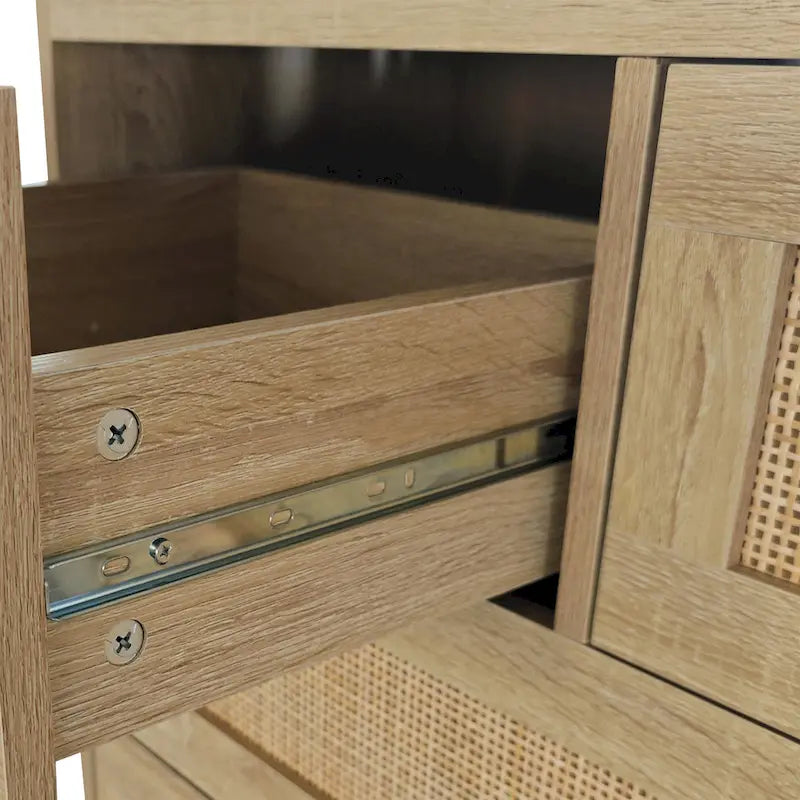 Aufbewahrungsschrank aus natürlichem Rattan mit 4 Schubladen, Holzkommode
