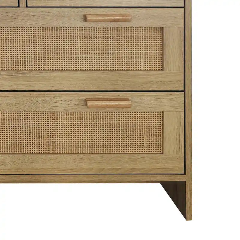 Aufbewahrungsschrank aus natürlichem Rattan mit 4 Schubladen, Holzkommode