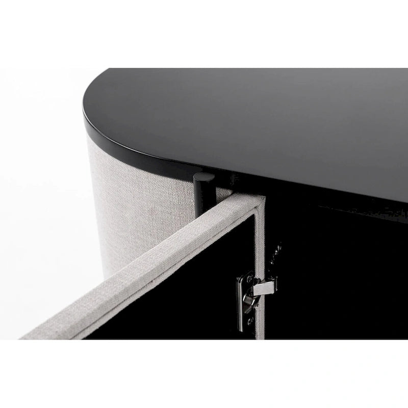 Modernes Sideboard-Buffet mit beigefarbenem Stoff und schwarzem Metall