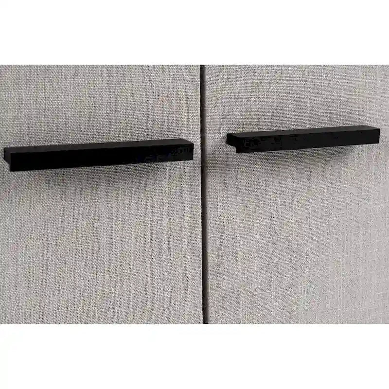 Modernes Sideboard-Buffet mit beigefarbenem Stoff und schwarzem Metall