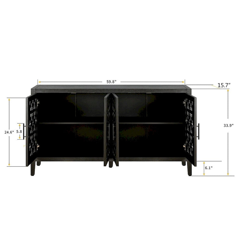 Hollow Four-Door American Country Storage Cabinet
