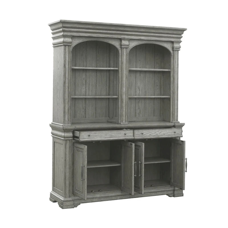 Farmhouse Dining Server and Hutch with Glass Doors, 19.02W x 49.13H x 65.98D