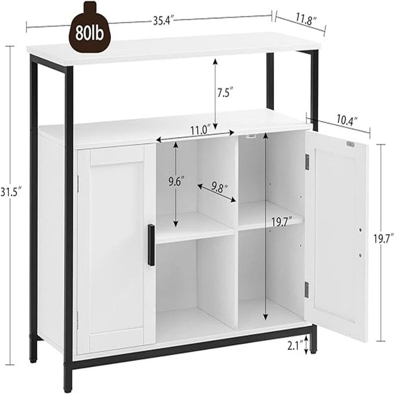 Credenza buffet rustica industriale con ante a persiana e ripiano aperto