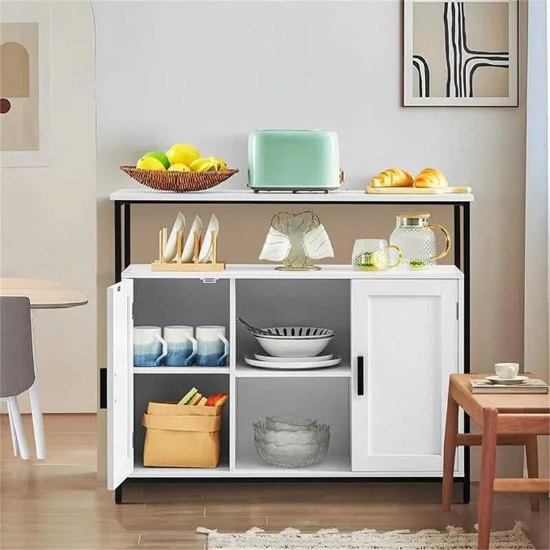 Credenza buffet rustica industriale con ante a persiana e ripiano aperto