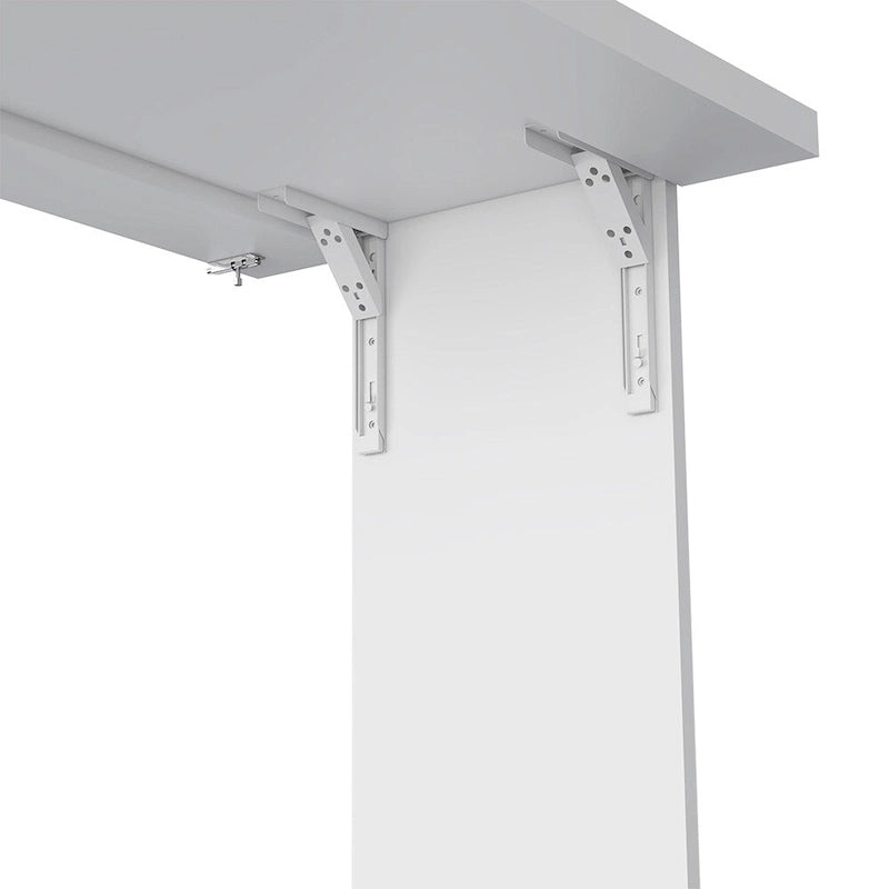 Wall Mounted Foldable Drop Leaf Table with Seven Shelves, White Finish