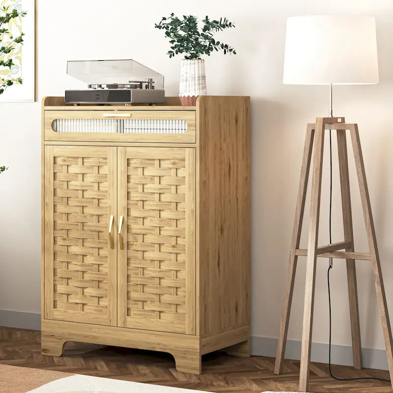 Coffee Bar Storage Cabinet with Drawer and Barn Doors