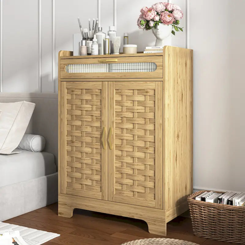 Coffee Bar Storage Cabinet with Drawer and Barn Doors