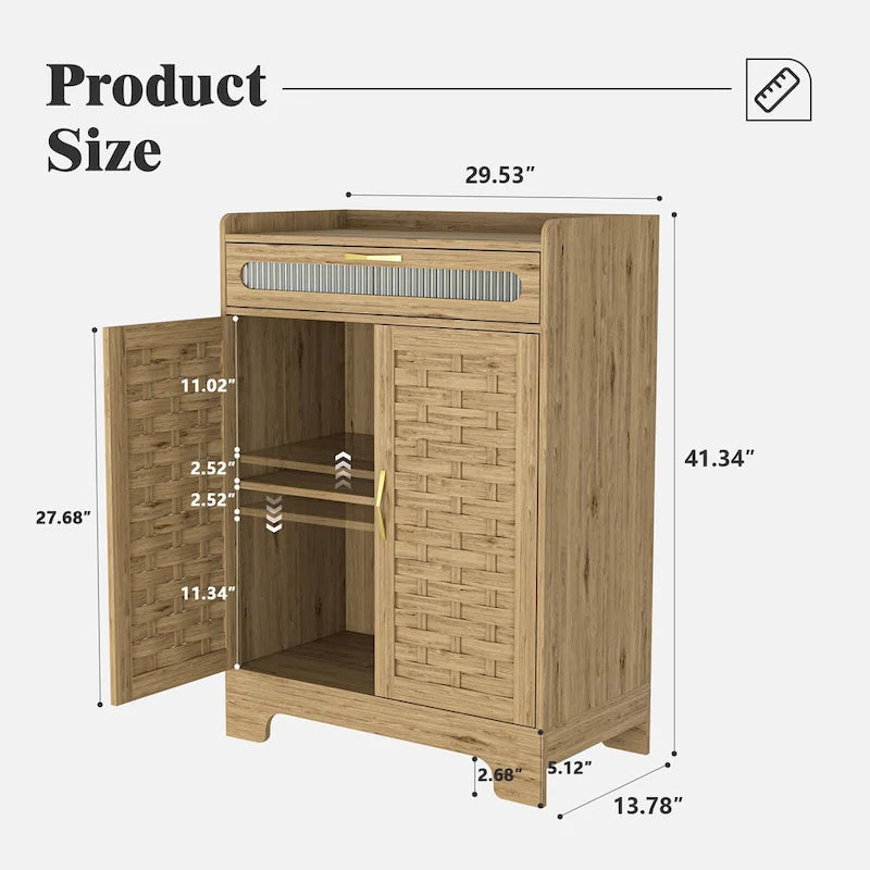 Coffee Bar Storage Cabinet with Drawer and Barn Doors