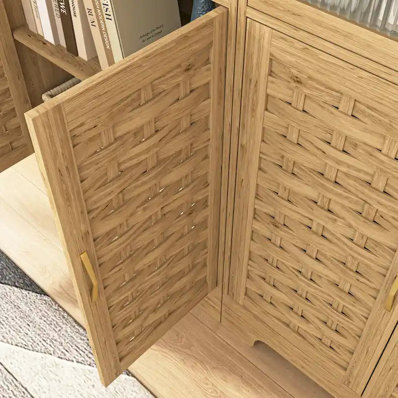 Coffee Bar Storage Cabinet with Drawer and Barn Doors