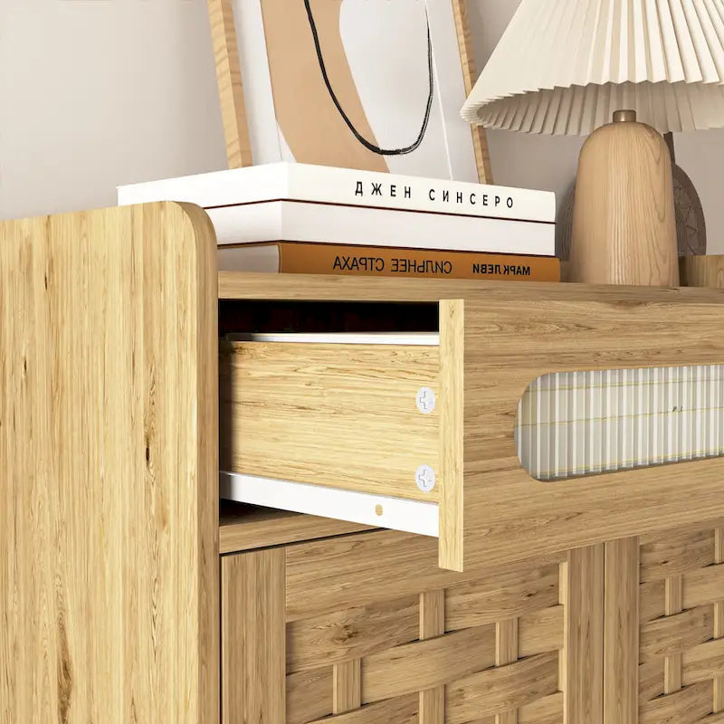 Coffee Bar Storage Cabinet with Drawer and Barn Doors