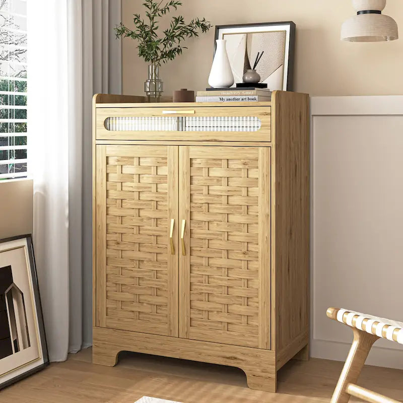 Coffee Bar Storage Cabinet with Drawer and Barn Doors