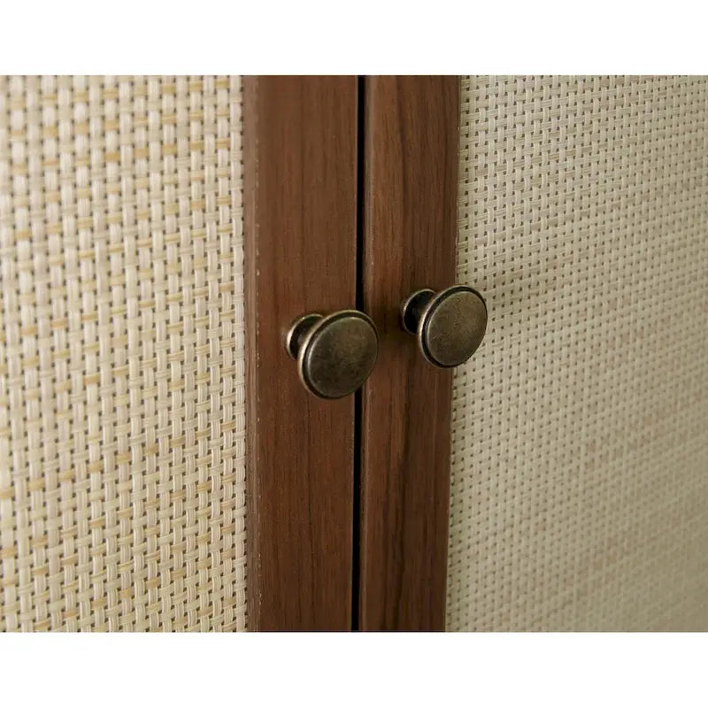 Credenza contenitore in rattan con 4 ante e 1 cassetto, moderna e indipendente